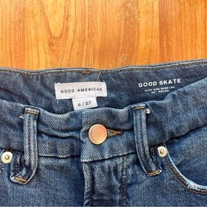 Good American Blue High-Rise Wide Leg Jeans (Good Skate)